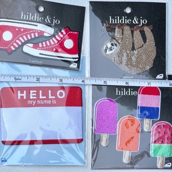 Iron on Patches lot of 8 converse, popsicles, sloth & name tag craft supplies - Picture 3 of 5